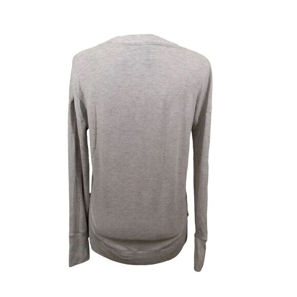 Athleta Womens XS Long Sleeve Top Pullover Light Gray Thumb Holes Crew Neck - Picture 2 of 6